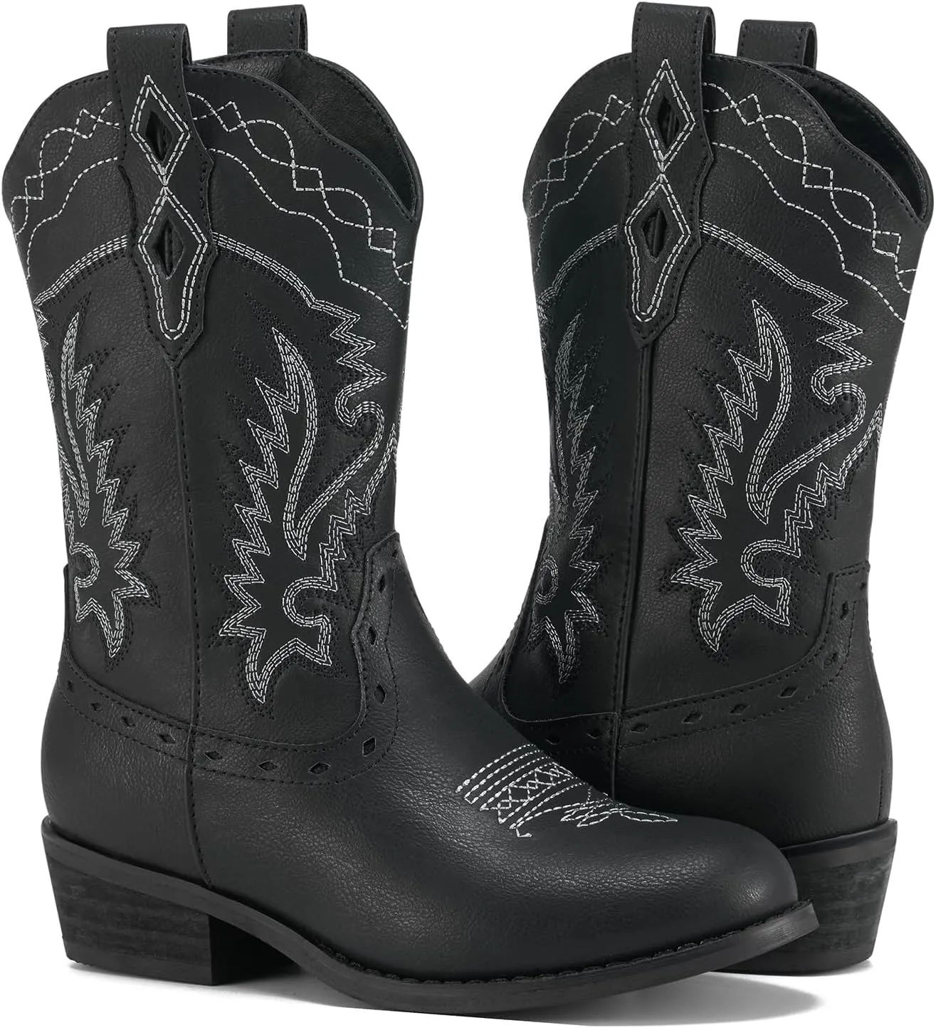 Rollda Kids Cowboy Boots Western Round Toe Cowgirl Boots for Boys Girls Toddler/Little Kid/Big Kid