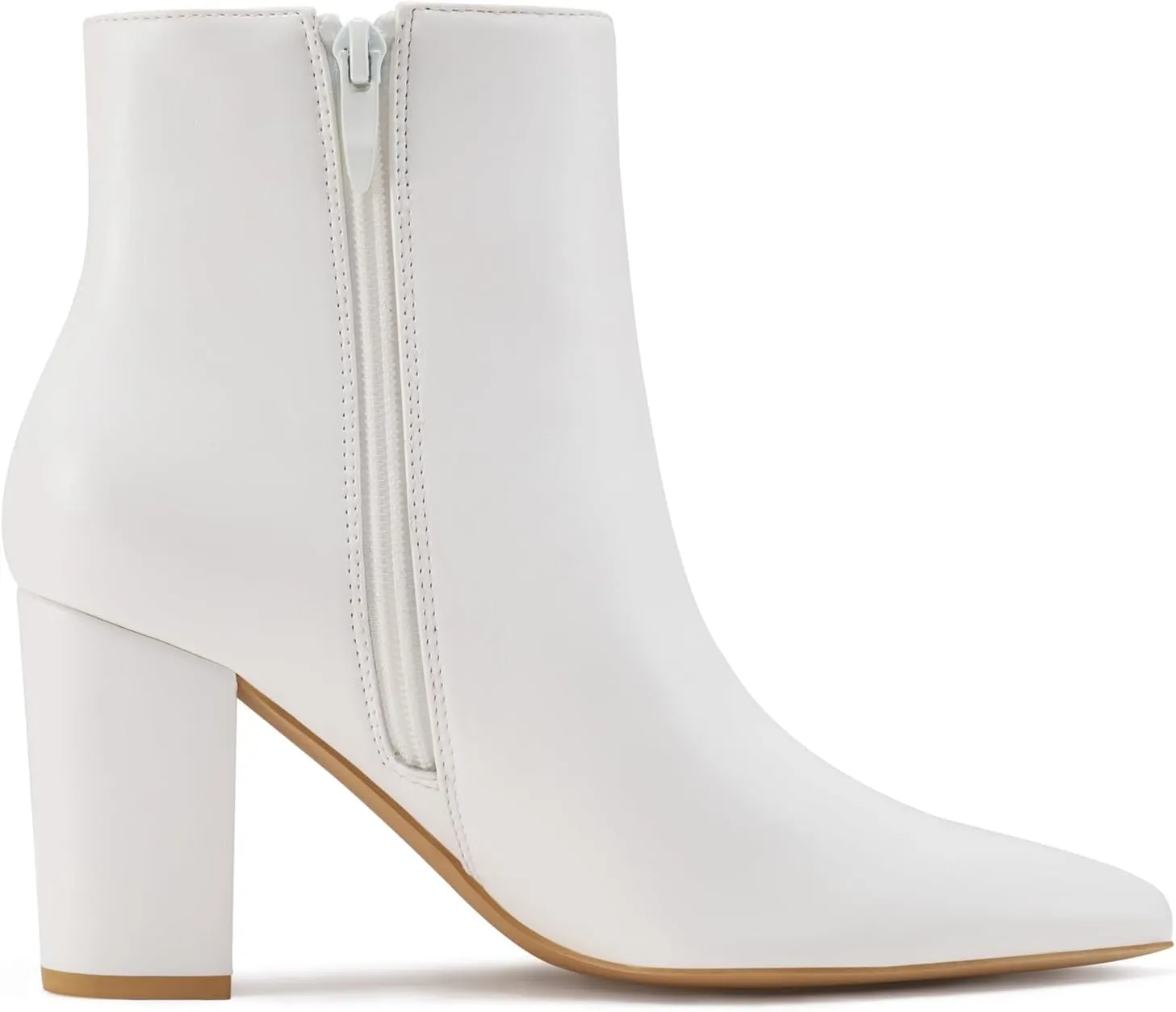 Rollda Women's Pointed Toe Ankle Boots Chunky High Heel Ankle Booties Side Zipper Short Boots