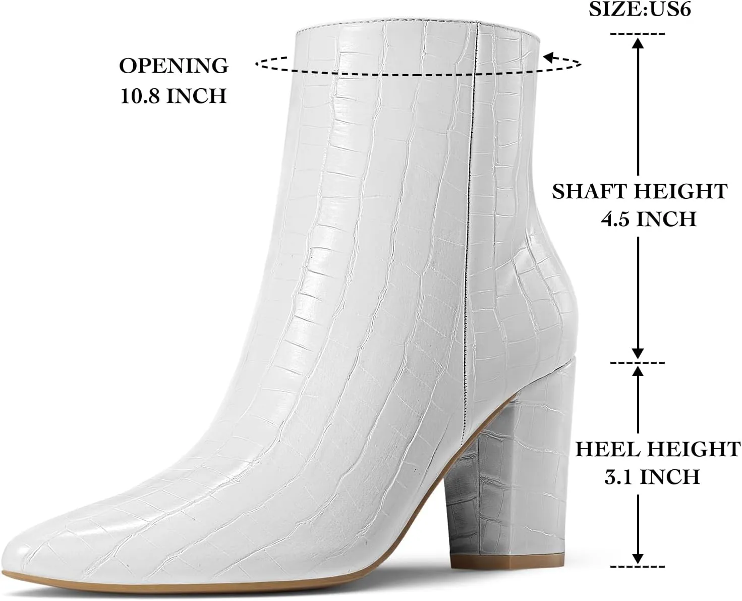 Rollda Women's Pointed Toe Ankle Boots Chunky High Heel Ankle Booties Side Zipper Short Boots
