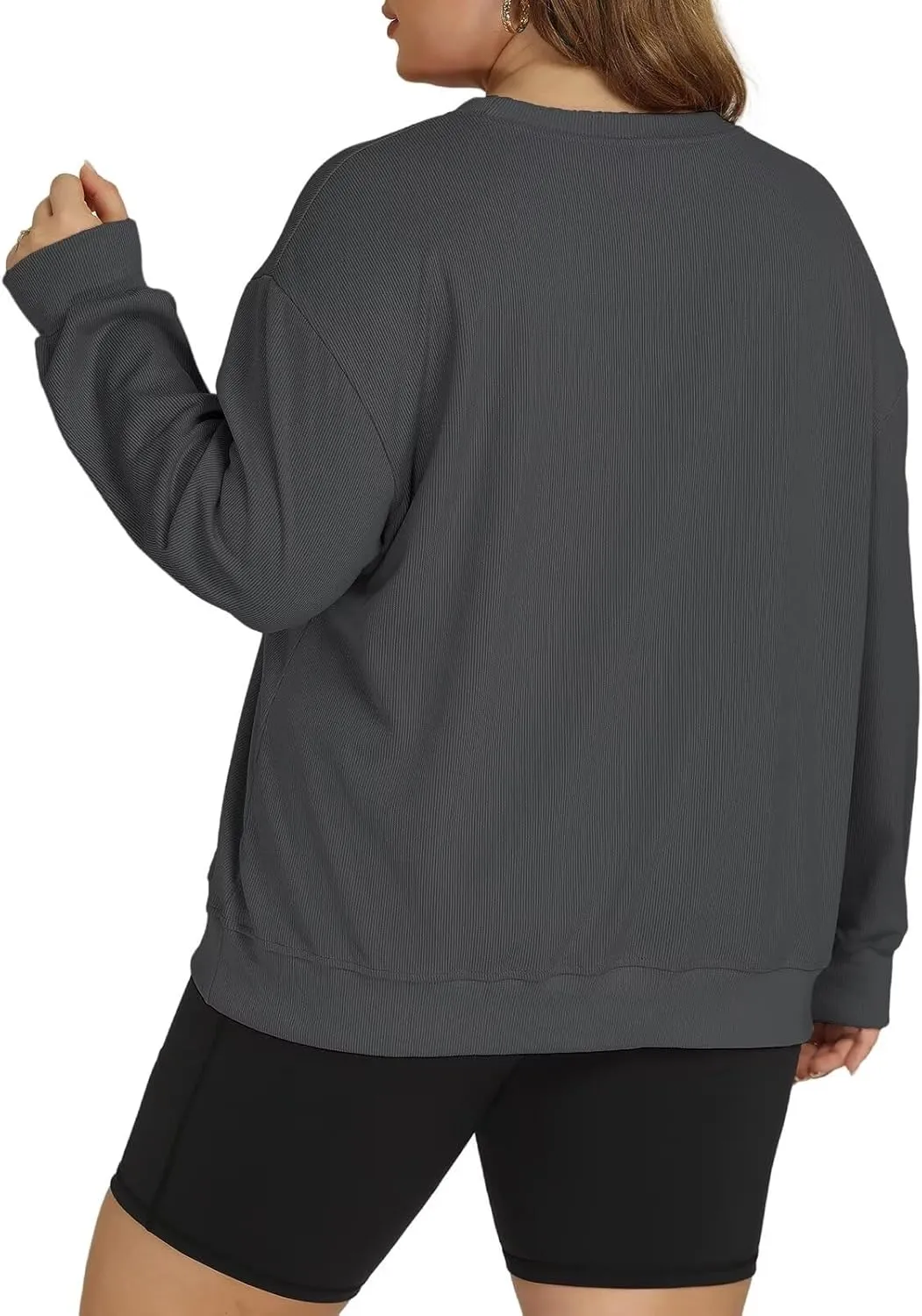 ROSRISS Womens-Plus-Size-Sweatshirts Oversized Long Sleeve Shirts Trendy Crew Neck Pullover Sweaters Casual Tops XL-5XL