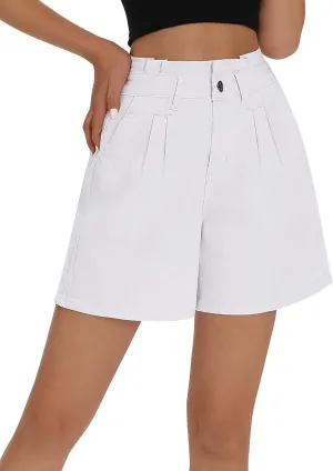 roswear Women’s High Waisted Stretchy Wide Leg Denim Baggy Jean Shorts