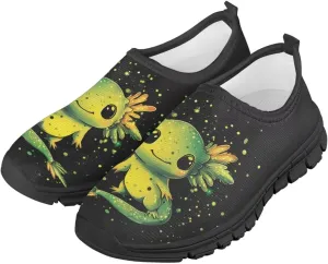 Running Shoes Boys Girls Slip On Sneakers Breathable Mesh Casual Walking Shoes Loafers Non Slip Sports Shoe Black Sole Size 11-15