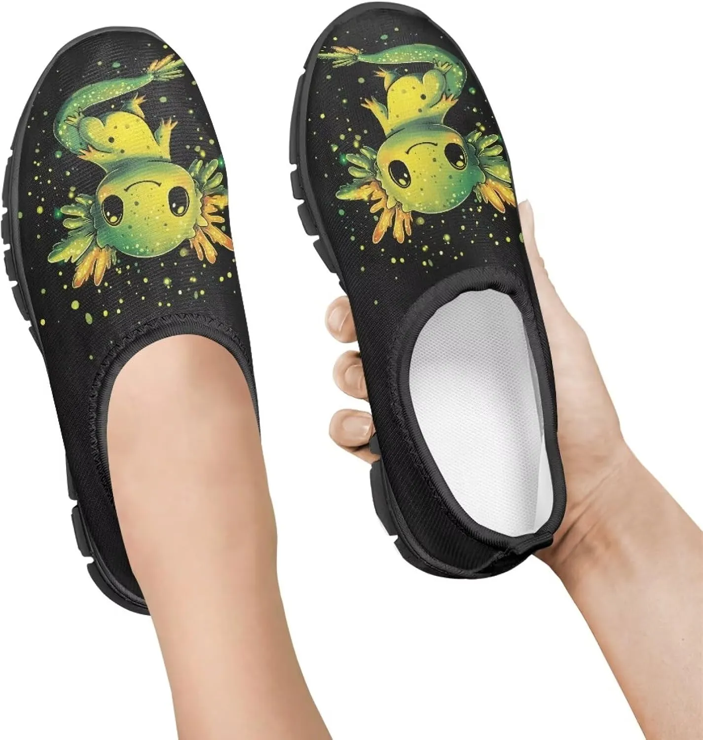 Running Shoes Boys Girls Slip On Sneakers Breathable Mesh Casual Walking Shoes Loafers Non Slip Sports Shoe Black Sole Size 11-15