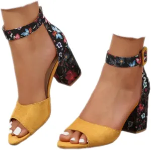 SACFOF Women's Chunky Low Heel Pump Sandals Peep Toe Ankle Strap Dress Wedding Party Evening Office Shoes Sandals