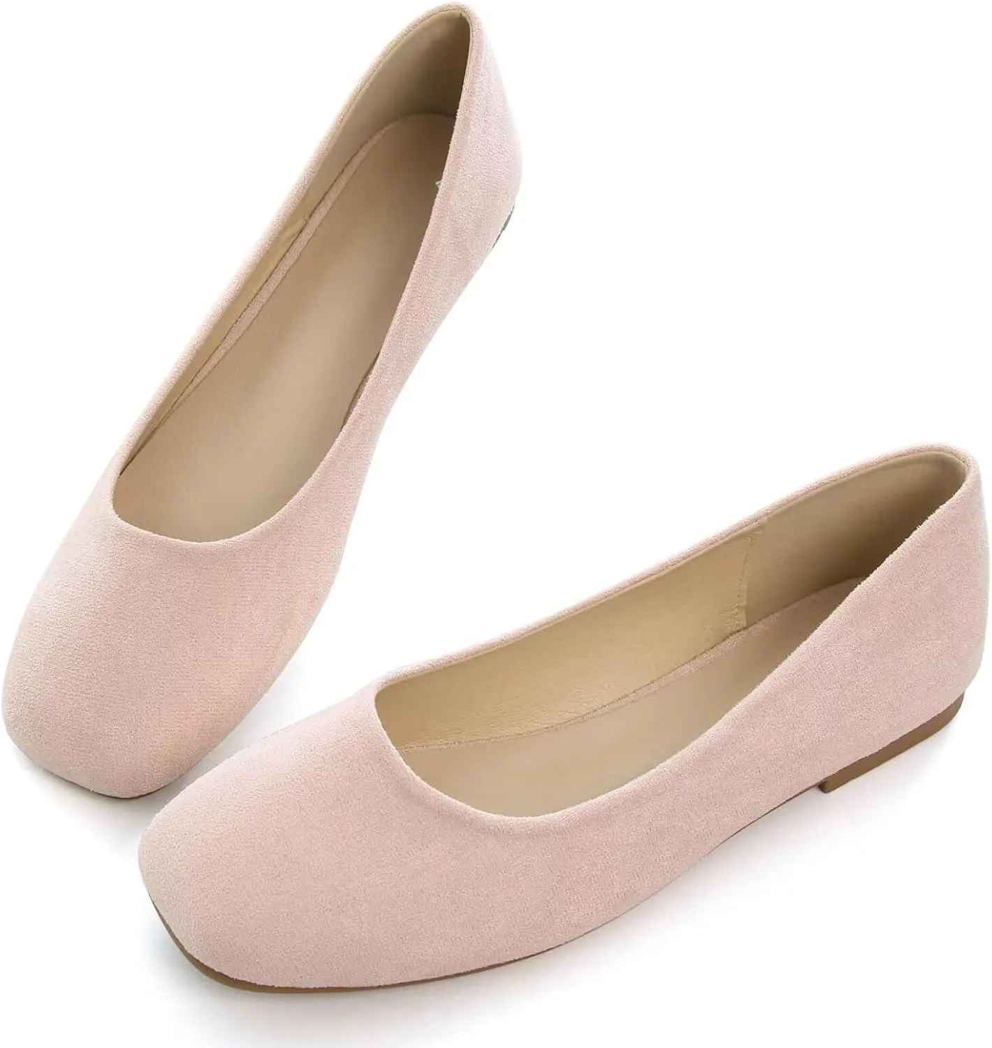 SAILING LU Flats for Women Comfortable Solid Color Soft Flats Square Toe Ballet Casual Work Shoes Dressy Slip-ons Loafers