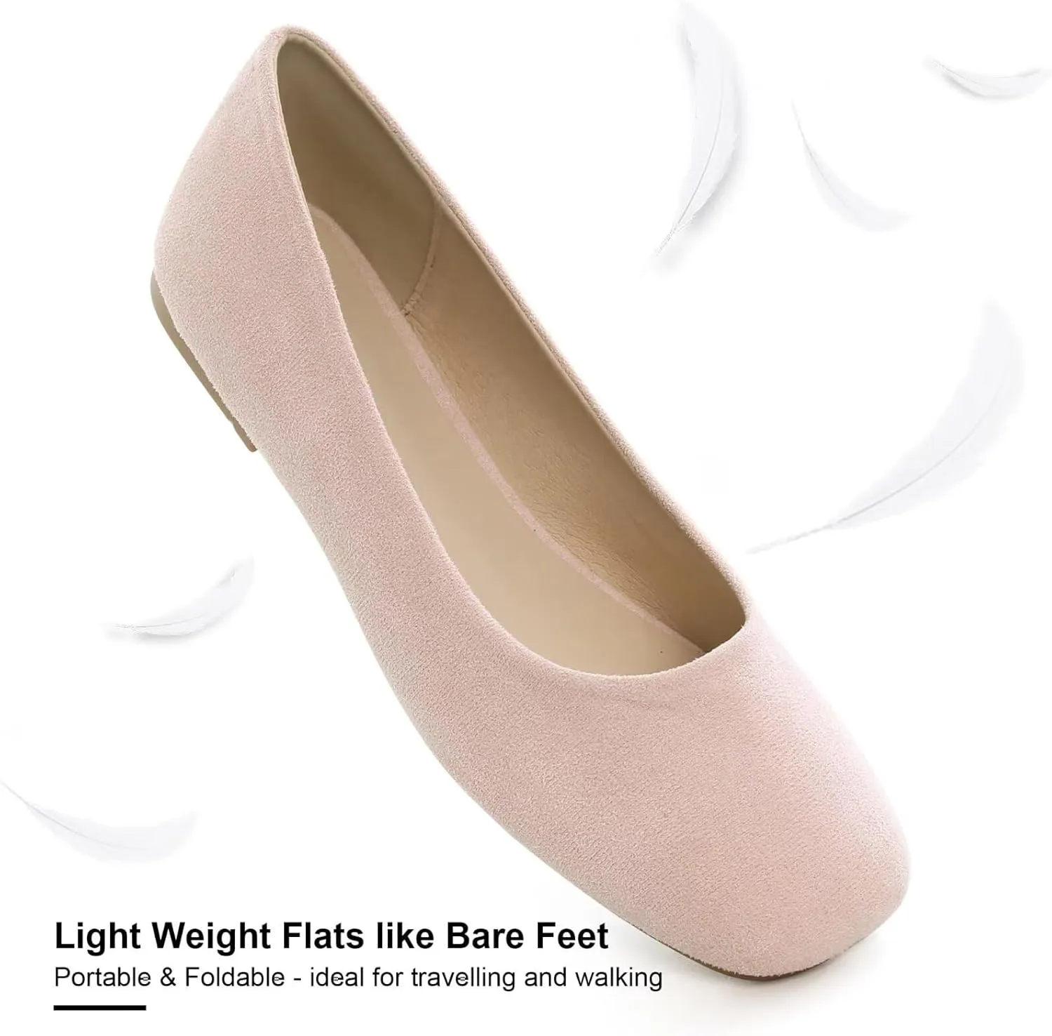 SAILING LU Flats for Women Comfortable Solid Color Soft Flats Square Toe Ballet Casual Work Shoes Dressy Slip-ons Loafers