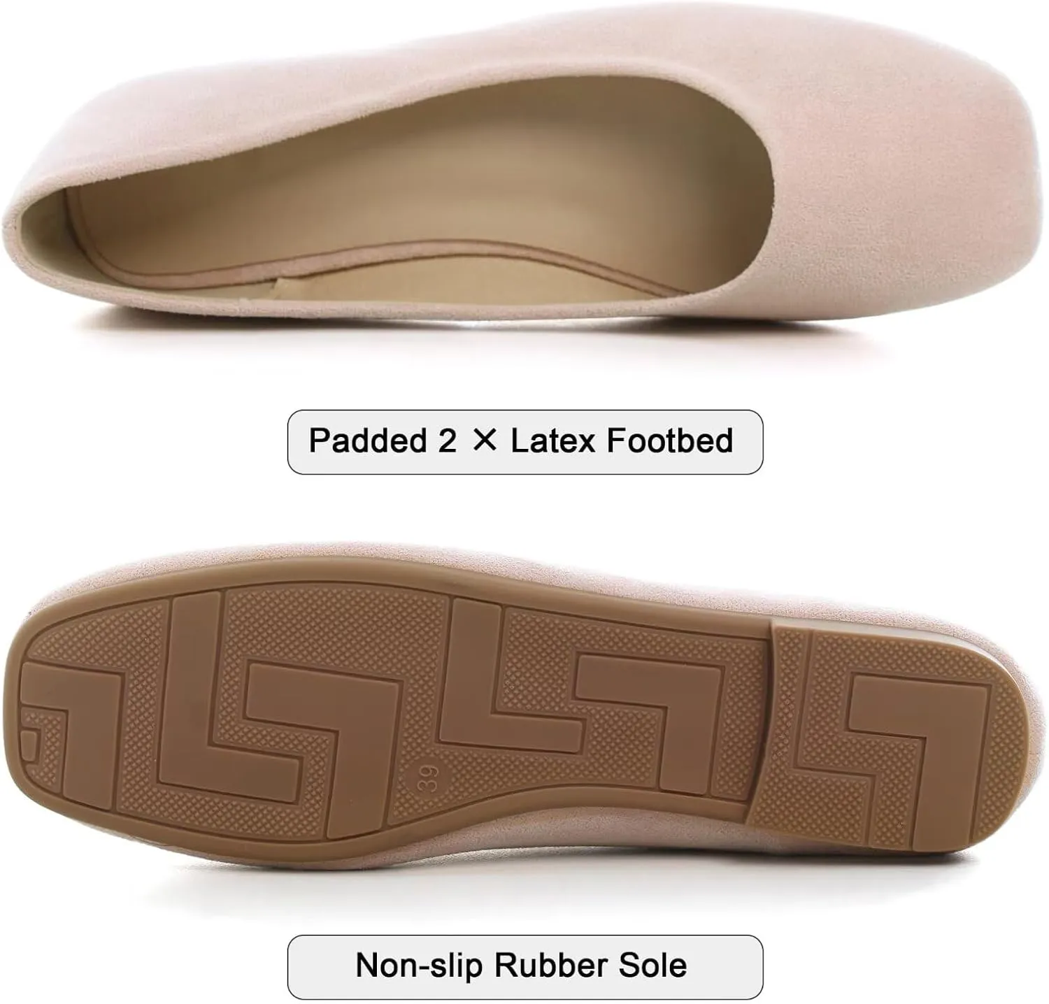 SAILING LU Flats for Women Comfortable Solid Color Soft Flats Square Toe Ballet Casual Work Shoes Dressy Slip-ons Loafers