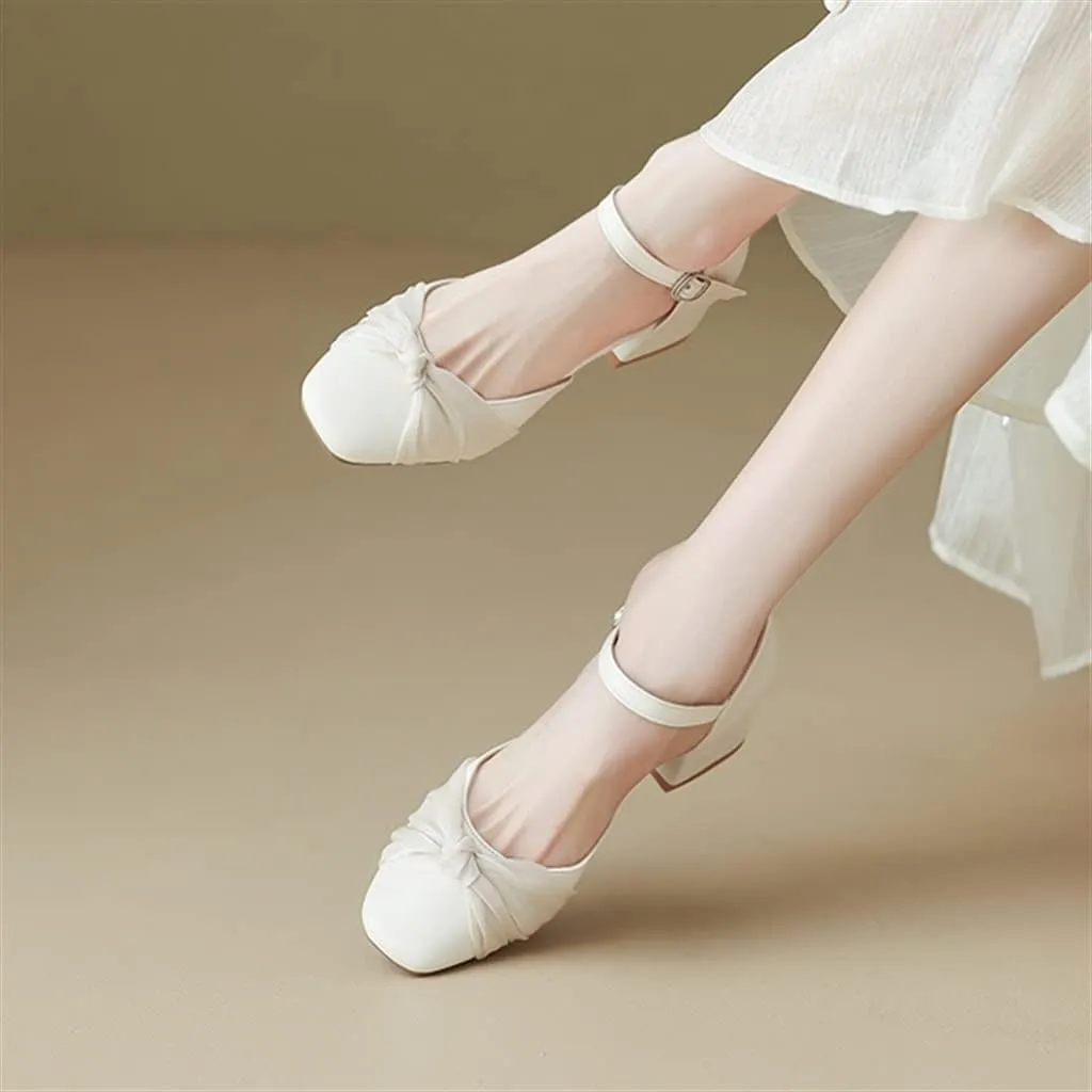 Sandals Spring Medium Heel Mesh A Word with Wrapped Thick with Single Shoes 3cm