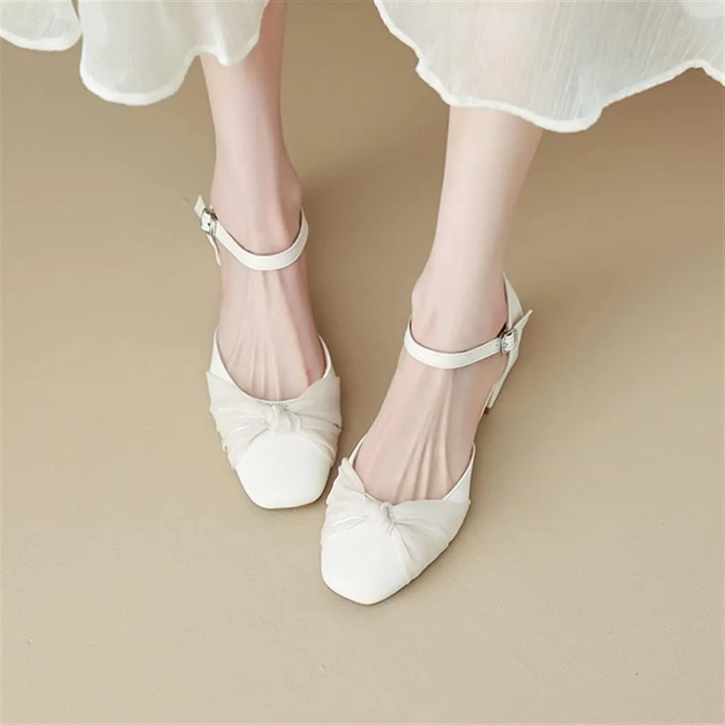 Sandals Spring Medium Heel Mesh A Word with Wrapped Thick with Single Shoes 3cm