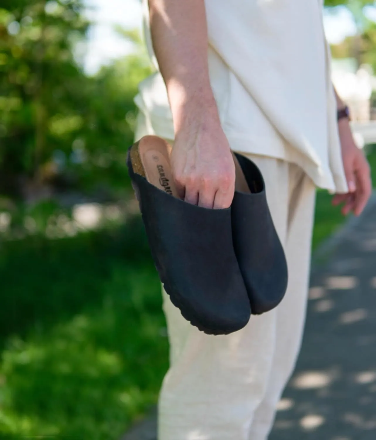 Sandgrens Handmade Unisex Cork Mules | European Top Grain Leather Sandals with Soft Suede Cushioned Footbed and EVA Rubber Sole | Bilbao