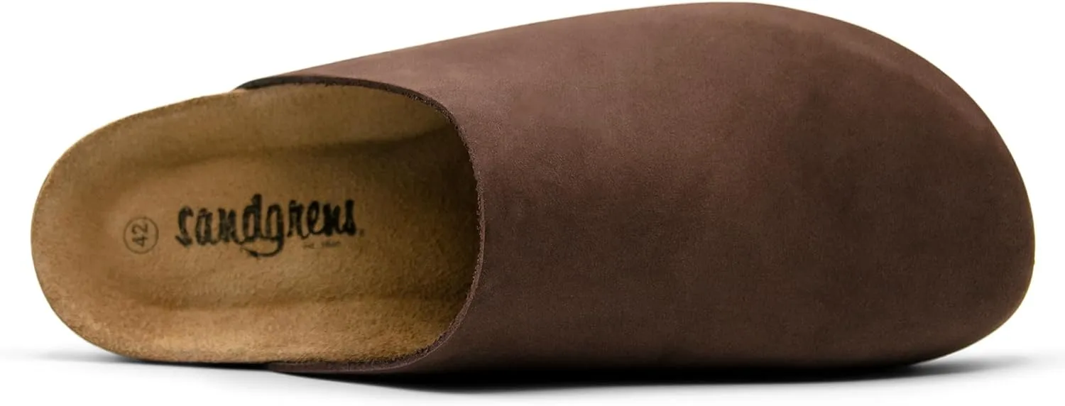 Sandgrens Handmade Unisex Cork Mules | European Top Grain Leather Sandals with Soft Suede Cushioned Footbed and EVA Rubber Sole | Bilbao