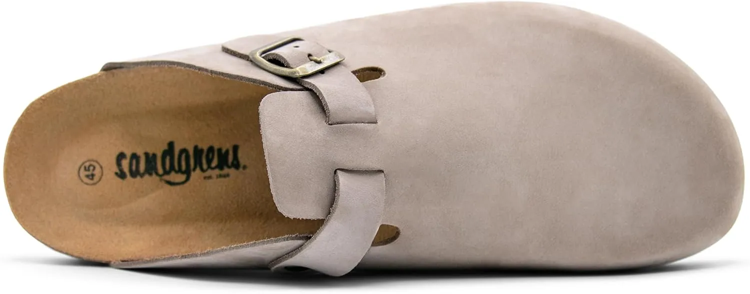 Sandgrens Handmade Unisex Cork Mules | European Top Grain Leather Sandals with Soft Suede Cushioned Footbed and EVA Rubber Sole | Toledo