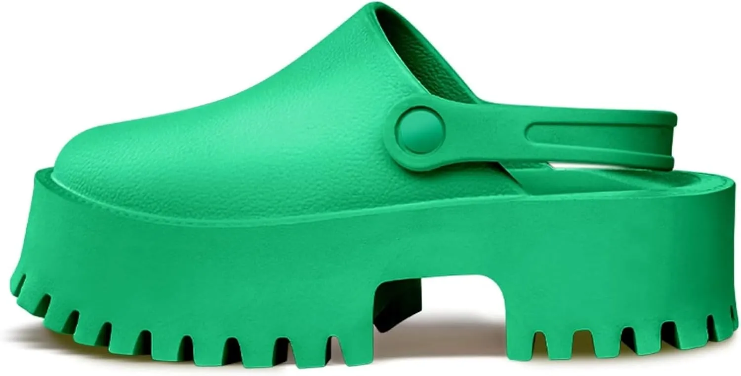 SANIOOOI Women's Platform Mules Colgs,Slip on Wedge Thick Sole Colg Slippers Cute Fashion Vacation Heeled Flatform Sandals Water Beach Comfort Soft Shoe