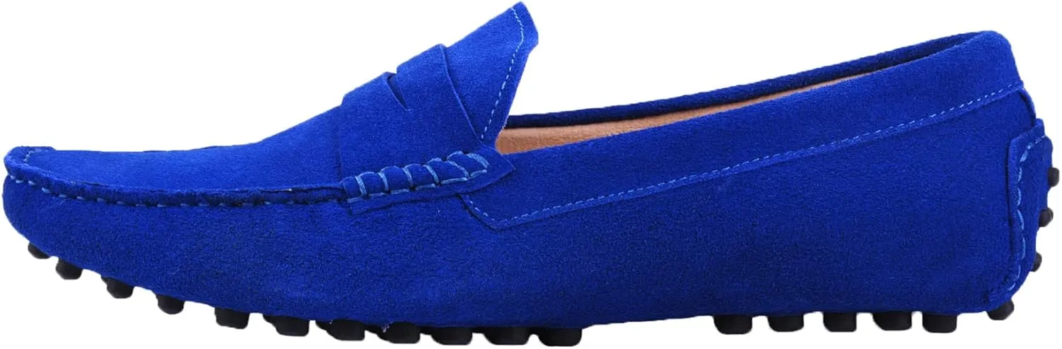Santimon Mens Driving Penny Loafers Suede Leather Comfortable Casual Slip On Shoes Moccasins
