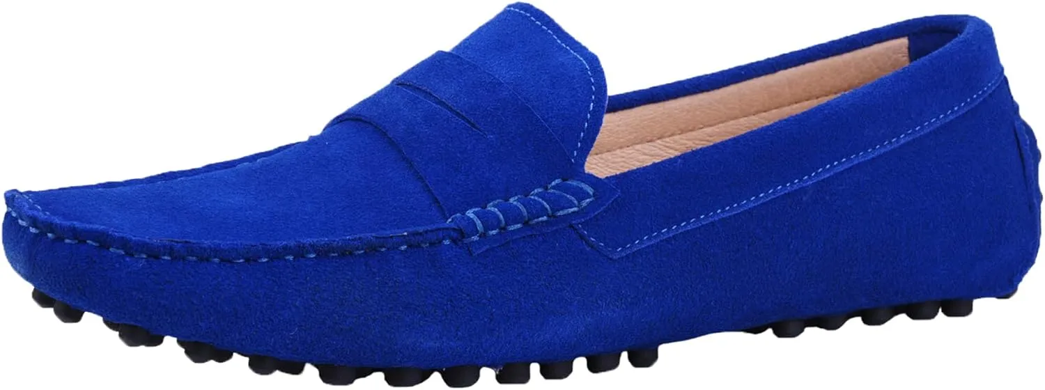 Santimon Mens Driving Penny Loafers Suede Leather Comfortable Casual Slip On Shoes Moccasins