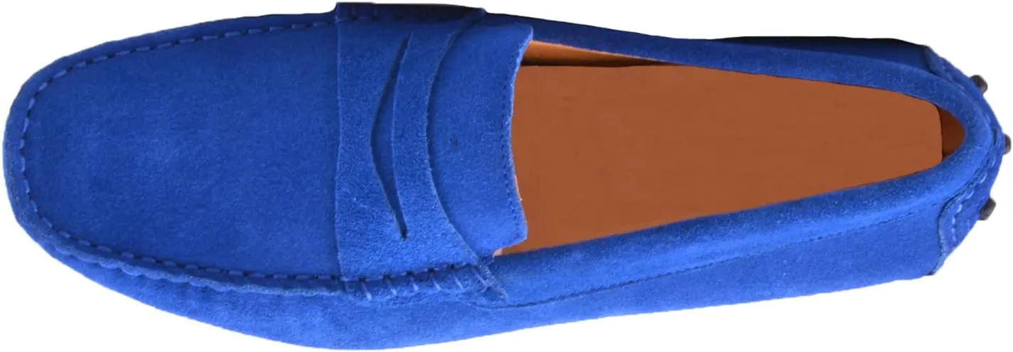 Santimon Mens Driving Penny Loafers Suede Leather Comfortable Casual Slip On Shoes Moccasins
