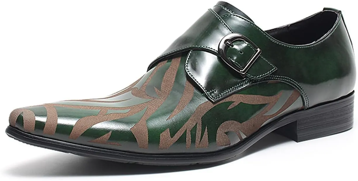 Santimon Men’s Leather Dress Shoes – Monk Strap Loafres with Single Buckle, Cushioned Insole & Slip-Resistant Sole for Business Casual, Wedding & Formal Wear