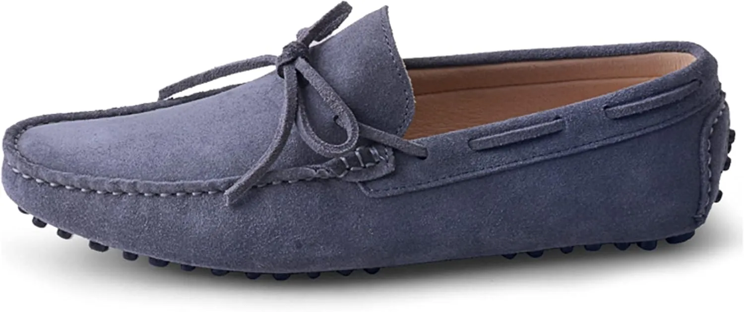 Santimon Mens Penny Loafers Classic Suede Leather Moccasins Casual Slip On Driving Prom Shoes