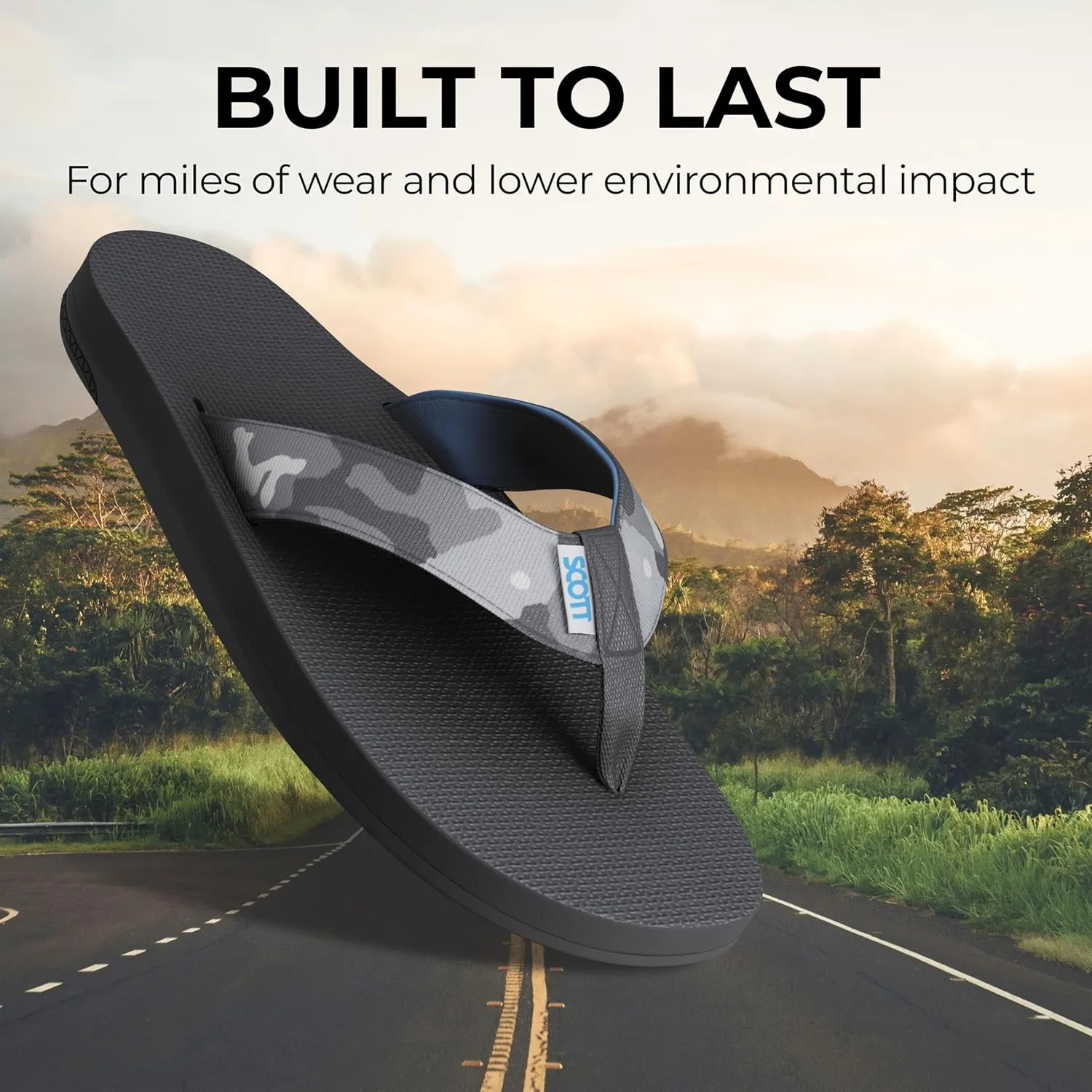 Scott Hawaii Men's Manoa Sandal | All Terrain Tread Outsole | Molded Arch With Heel Cup | Neoprene Lined Strap For All Day Comfort | Hiking Flip Flop