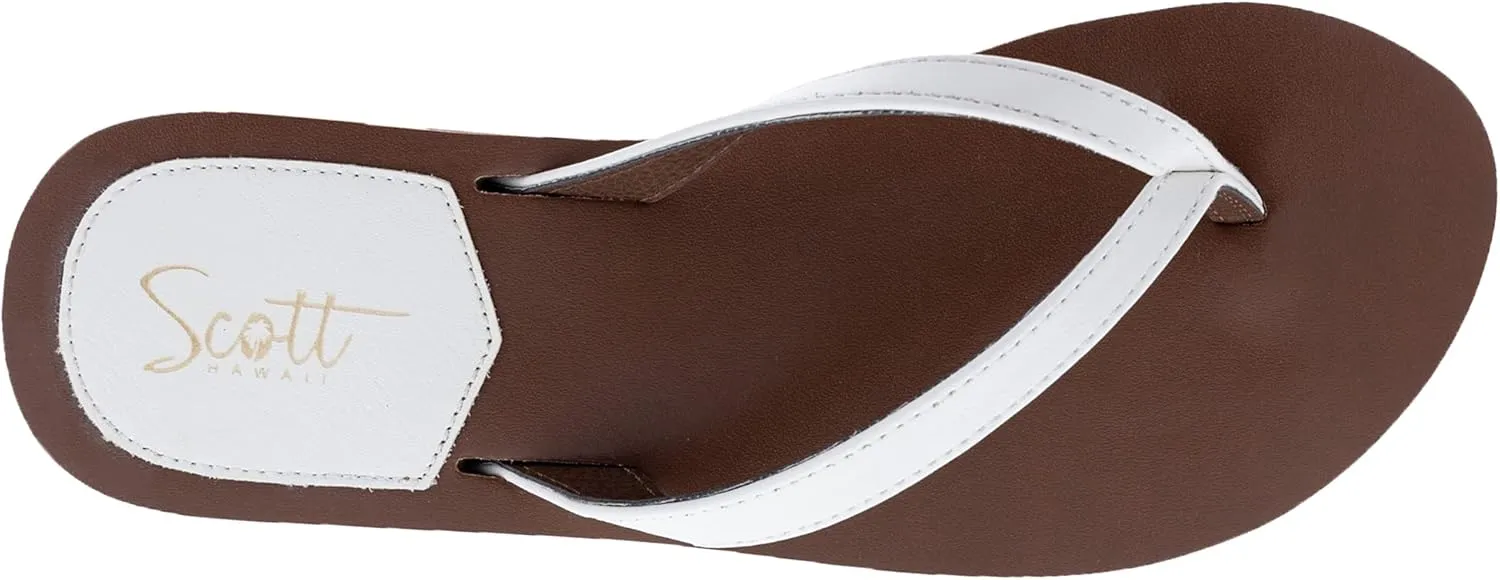 Scott Hawaii Women's Mohala | Vegan Leather Sandal | Narrow Width | Flat Heel | All Day Comfort Flip Flop