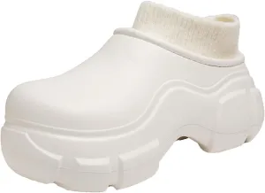 SECHRITE Womens Lined Platform Clogs 2 Inchs Hight Heels Slippers Winter Warm Wedge Mules Clog