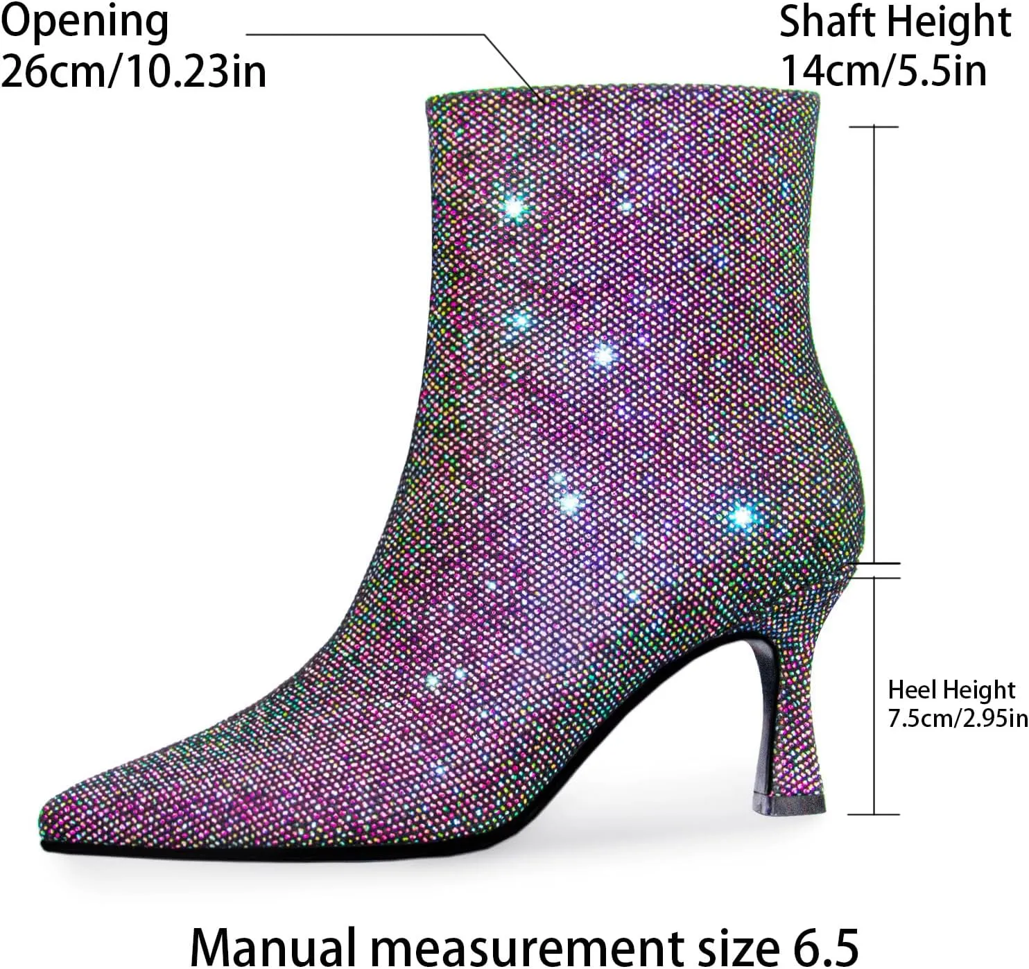 Sequin Ankle Boots for WomenGlitter Pointed Toe Kitten HeelsSparkly Dress Booties for Holiday Party or Night Out