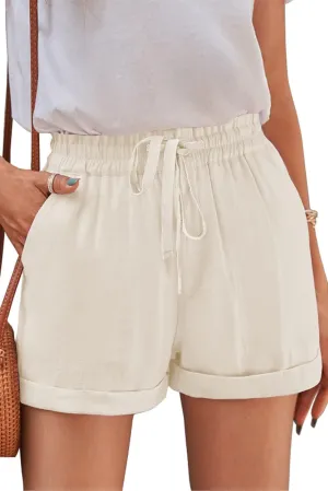 SESERAGI Women Comfy Cotton 2" High Waisted Shorts Casual Summer Ruffles Elastic Waist Short Pants with 4 Pockets