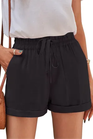 SESERAGI Women Comfy Cotton 2" High Waisted Shorts Casual Summer Ruffles Elastic Waist Short Pants with 4 Pockets