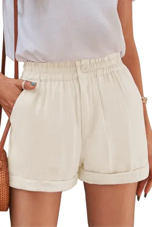 SESERAGI Women Comfy Cotton 2" High Waisted Shorts Casual Summer Ruffles Elastic Waist Short Pants with 4 Pockets