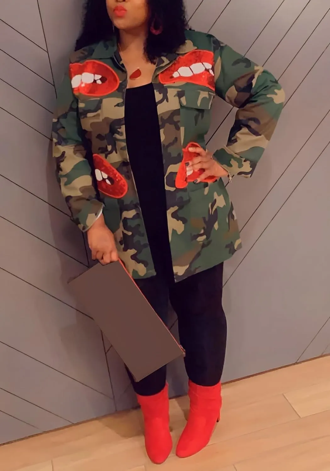 Sexy Camouflage Jacket for Women Army Fatigue Long Cargo Jackets Trench Coat Plus Size