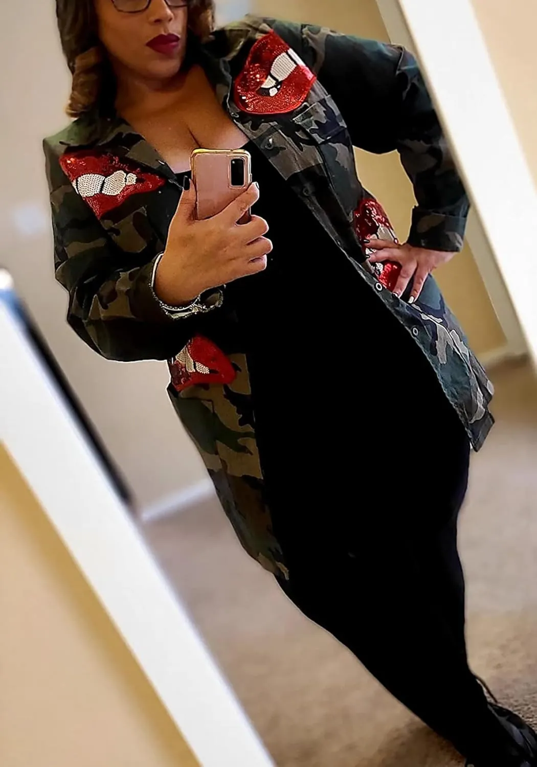 Sexy Camouflage Jacket for Women Army Fatigue Long Cargo Jackets Trench Coat Plus Size
