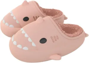 Shark Slides Men Women Boy Girl Waterproof Winter Warm Plush Comfy Sandals Non-Slip Thick Sole Cute Slippers Indoor & Outdoor