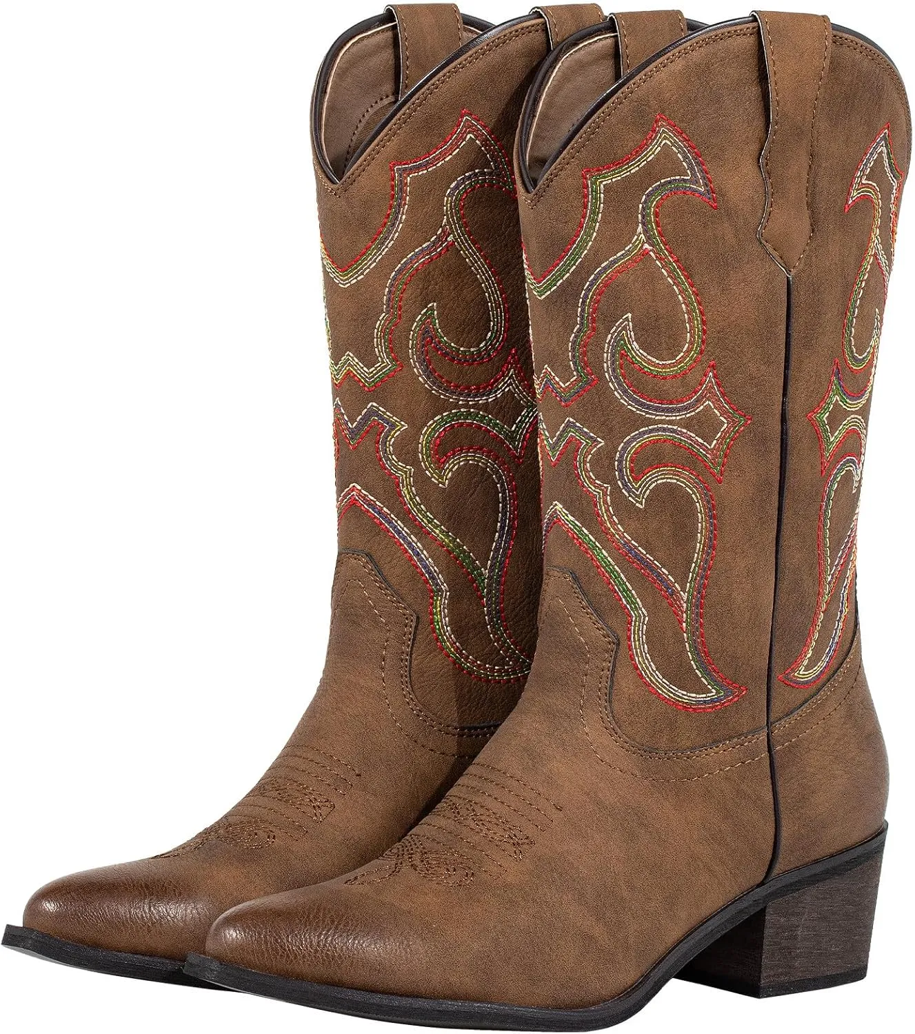 SheSole Women's Snip Toe Western Cowgirl Cowboy Boots Mid Calf Country Wedding Boots