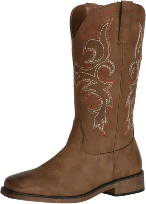 SheSole Women's Wide Width Cowboy Boots Square Toe Mid Calf Western Cowgirl Boots