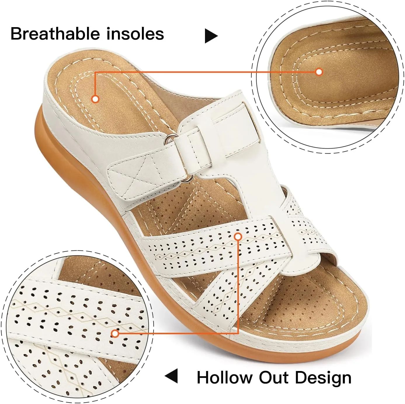 SHIBEVER Womens Sandals Wedge Comfortable: Orthopedic Wedge Sandalias Women - Slip on Platform Sandals