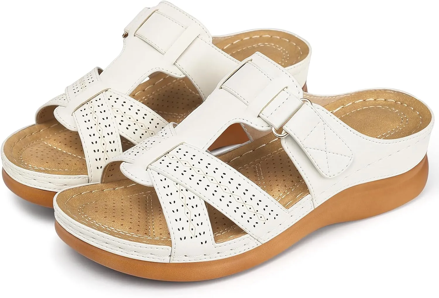 SHIBEVER Womens Sandals Wedge Comfortable: Orthopedic Wedge Sandalias Women - Slip on Platform Sandals