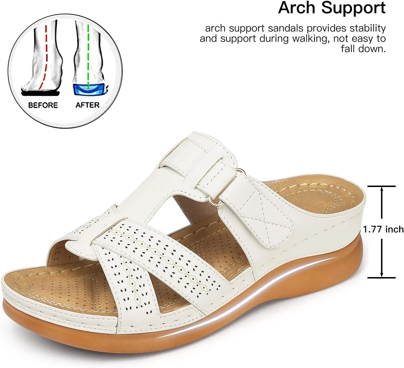 SHIBEVER Womens Sandals Wedge Comfortable: Orthopedic Wedge Sandalias Women - Slip on Platform Sandals