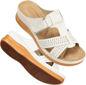 SHIBEVER Womens Sandals Wedge Comfortable: Orthopedic Wedge Sandalias Women - Slip on Platform Sandals