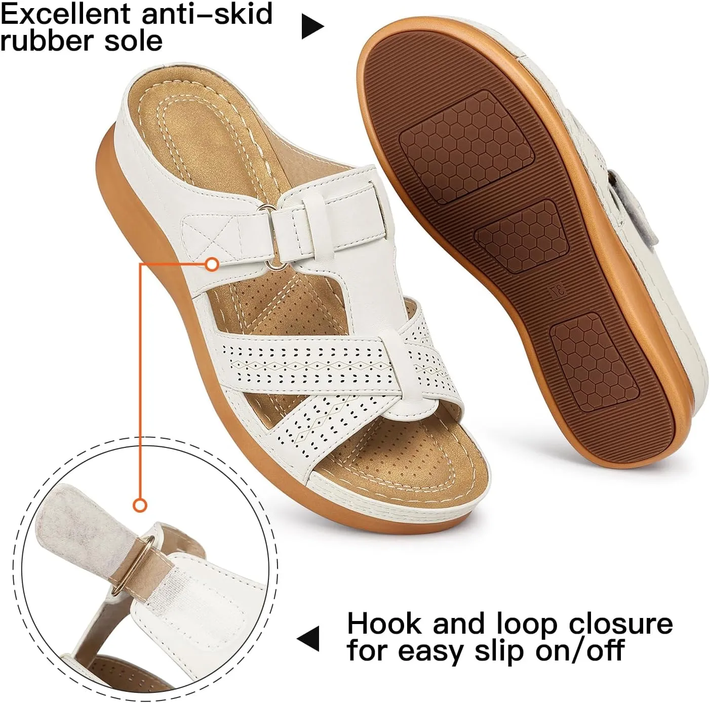 SHIBEVER Womens Sandals Wedge Comfortable: Orthopedic Wedge Sandalias Women - Slip on Platform Sandals