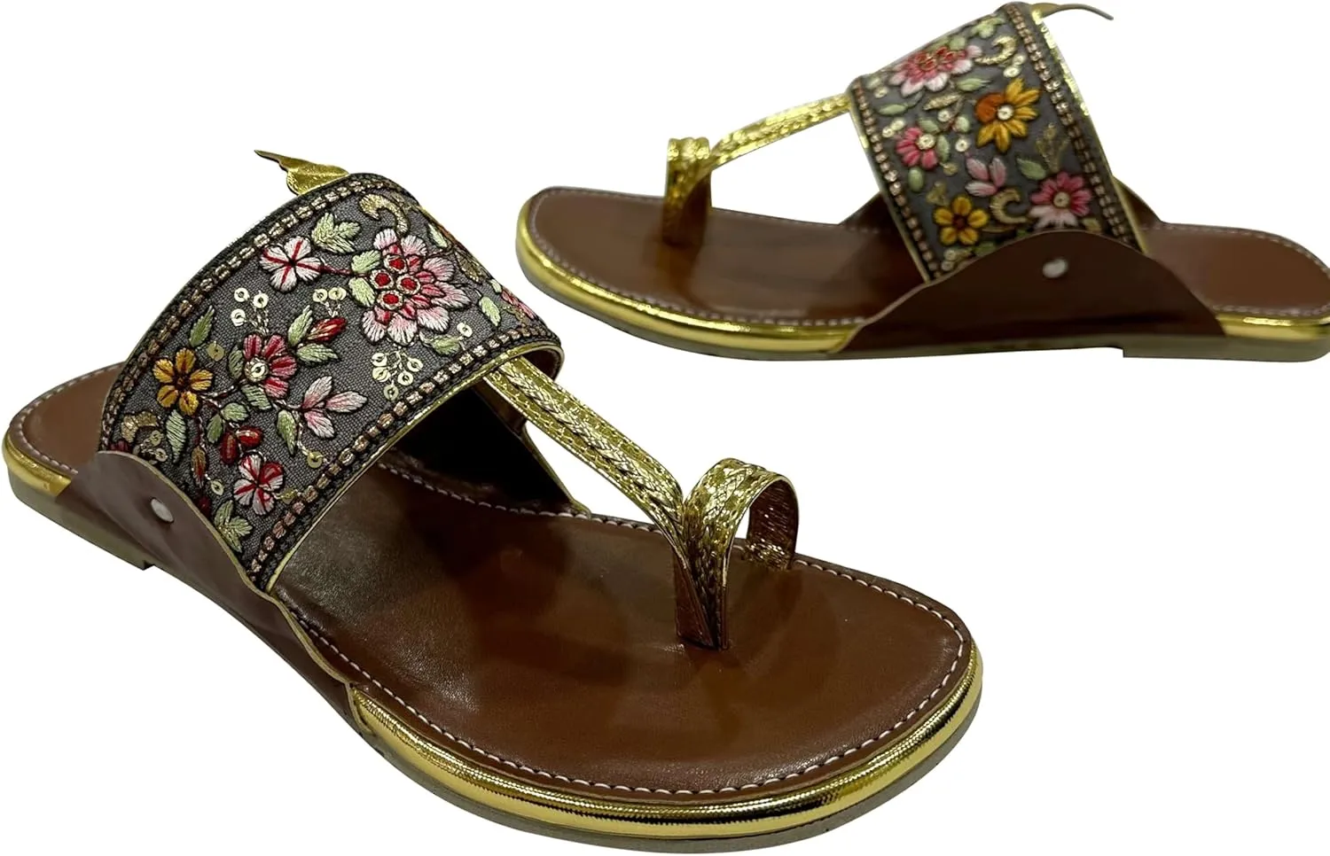 Shoe Bazar Ethnic Slippers For Women Slip Ons Grey Kolhapuri Chappals