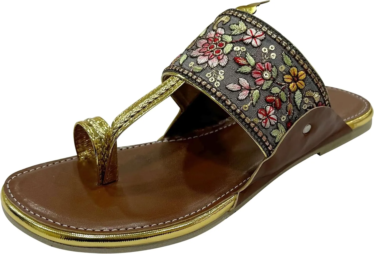 Shoe Bazar Ethnic Slippers For Women Slip Ons Grey Kolhapuri Chappals