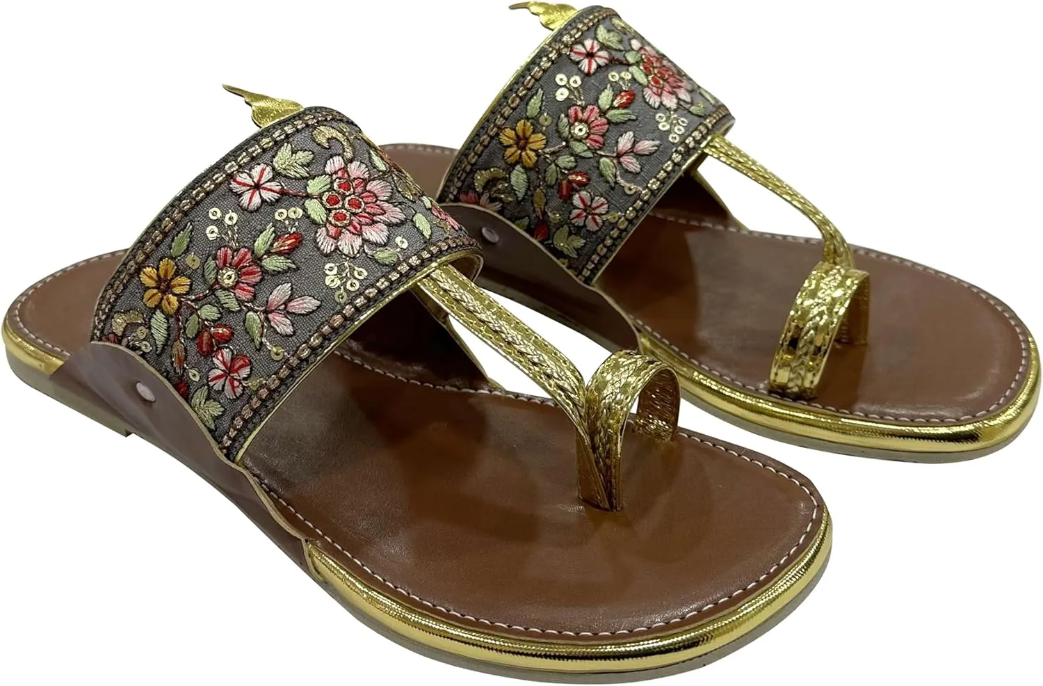 Shoe Bazar Ethnic Slippers For Women Slip Ons Grey Kolhapuri Chappals