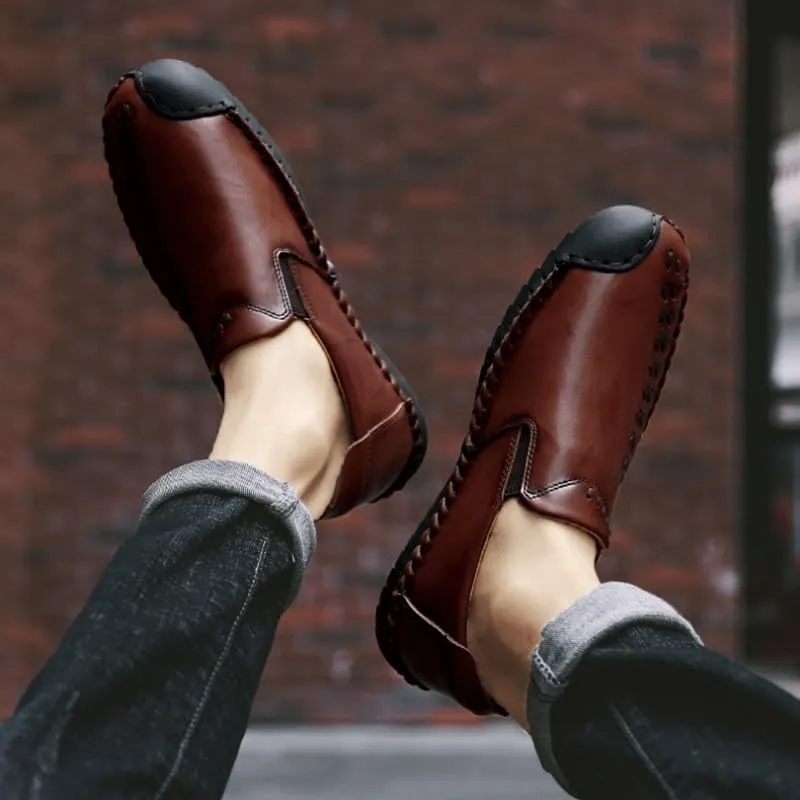 Shoes Men's Retro Slip-on Loafers Fashionable Low-top Round-Toe Oxford Shoes Men Comfortable Breathable Casual Shoes for Travel Driving Shopping