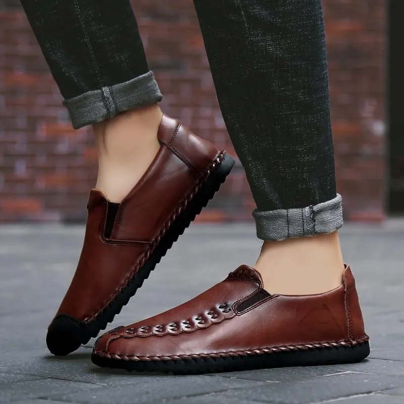 Shoes Men's Retro Slip-on Loafers Fashionable Low-top Round-Toe Oxford Shoes Men Comfortable Breathable Casual Shoes for Travel Driving Shopping