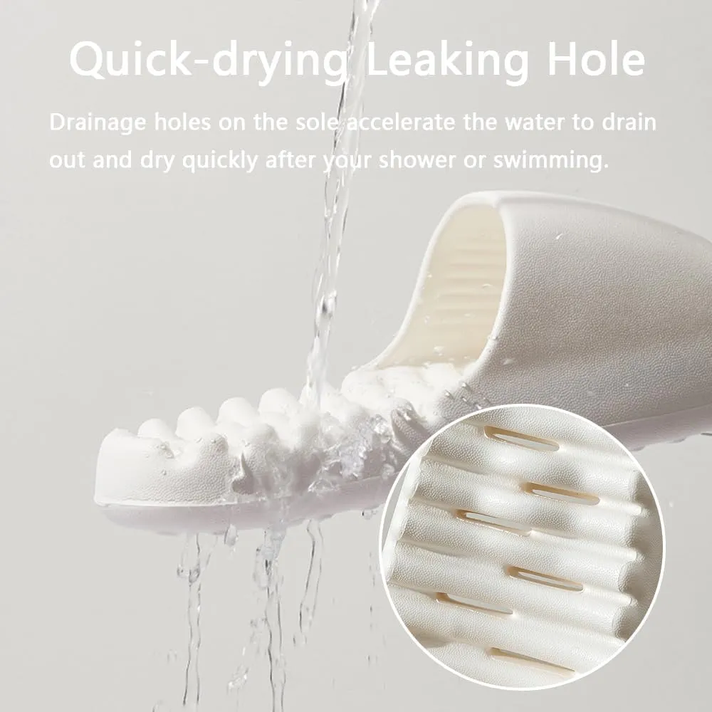 Shower Cloud Slippers for Women and Men Banthroom Drain Hole Slides Non-slip Quick Dry Thick Sole Comfy House Sandals