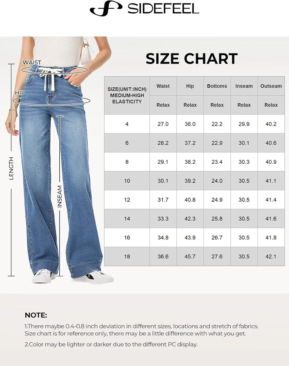 Sidefeel Women's Wide Leg Jeans High Waisted Stretchy Straight Leg Baggy Drawstring Zimbaplatinum Denim Pants
