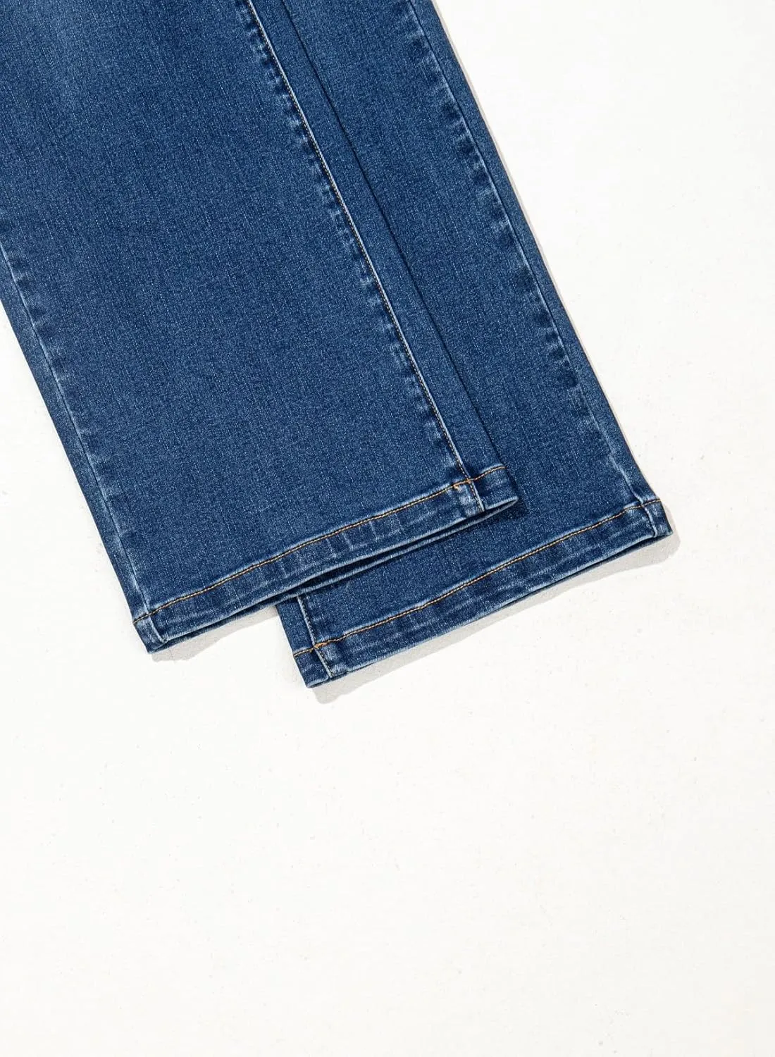 Sidefeel Women's Wide Leg Jeans High Waisted Tummy Control Stretchy Straight Leg Elastic Waist Trendy Denim Pants