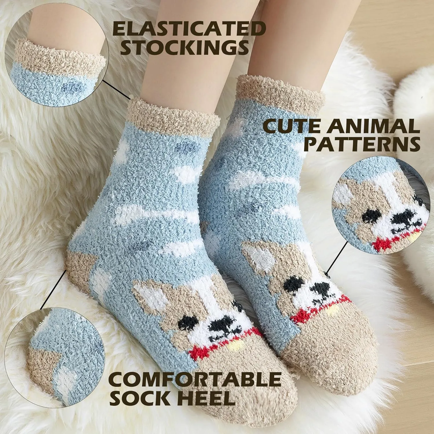 SISOSOCK Fuzzy Socks for Women Cute Cat Paw Socks Women Winter Fluffy Cozy Slipper Socks With Gift Box for Women Girls