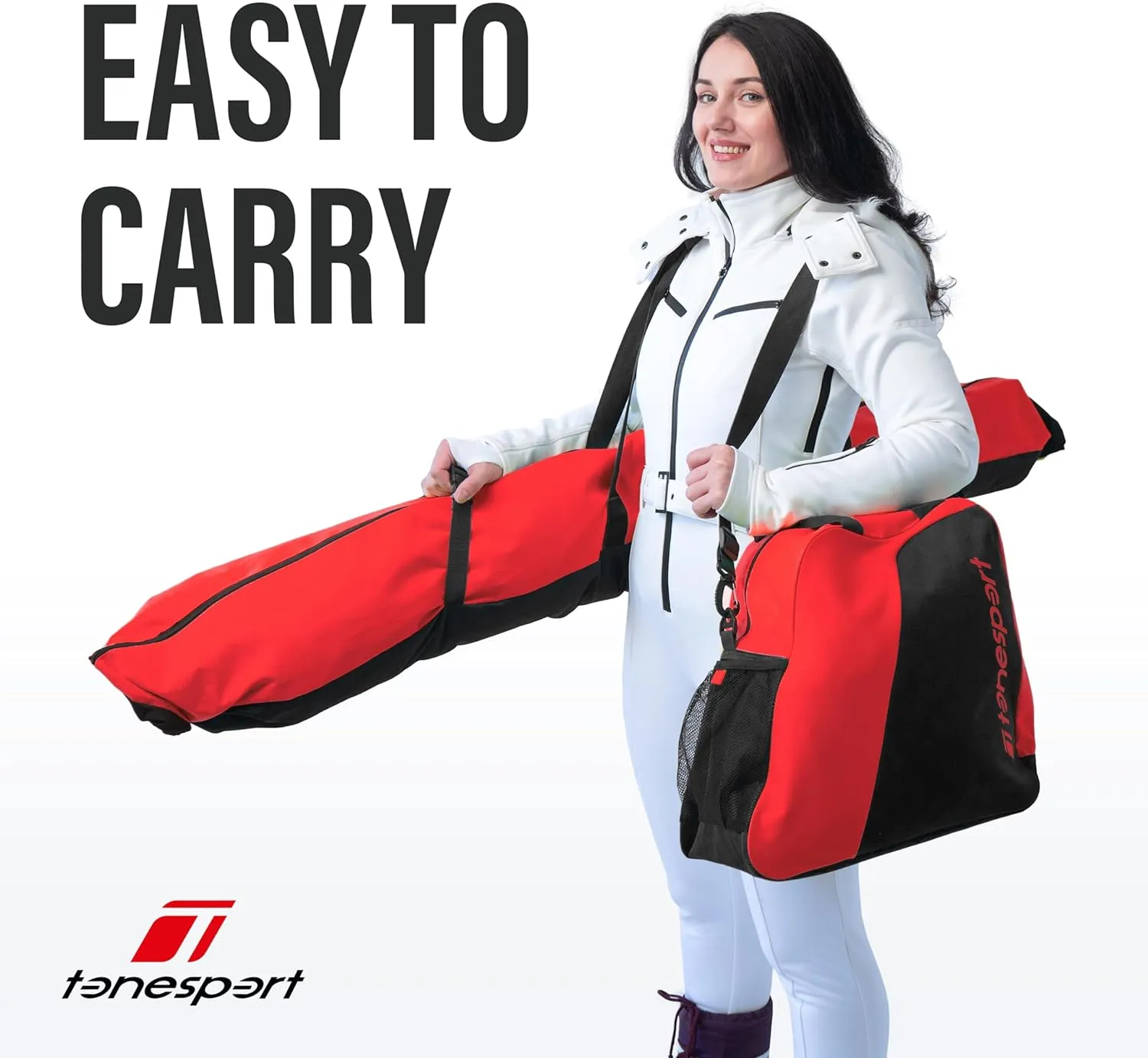 Ski Bag and Boot Bag Combo - Ski Bags for Air Travel - Unpadded Snow Ski Bags - For Skis Up to 180cm