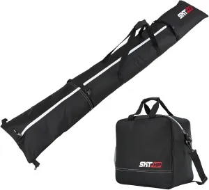 SKT HP Snow Ski Bag and Boot Bag Combo, Padded Ski Bags for Air Travel Ski Bag and Boot Bags, Water-Resistant Ski Equipment Bag Fits for Skis Up to 200 CM and Boots Up to Size US13